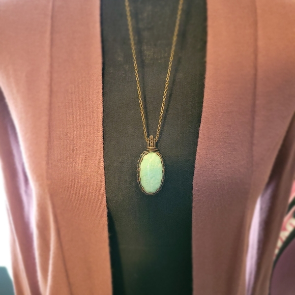 Jewelry - Aventurine handmade wire wrapped necklace.